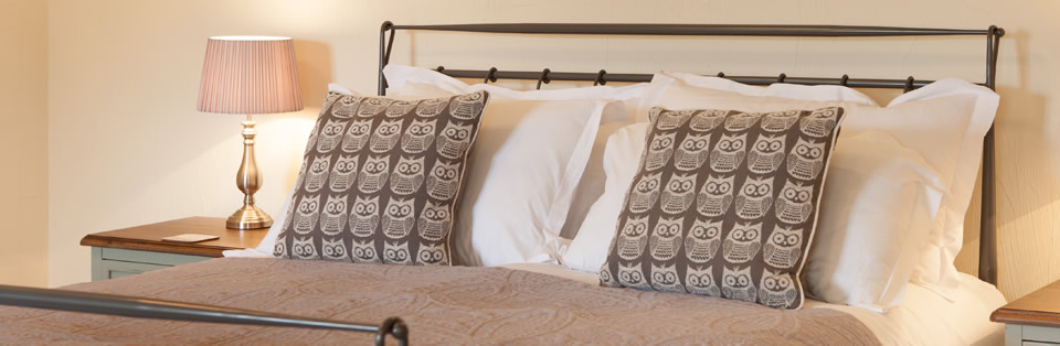 owl print pillow cases on a bed
