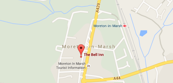 a map showing The Bell Inn